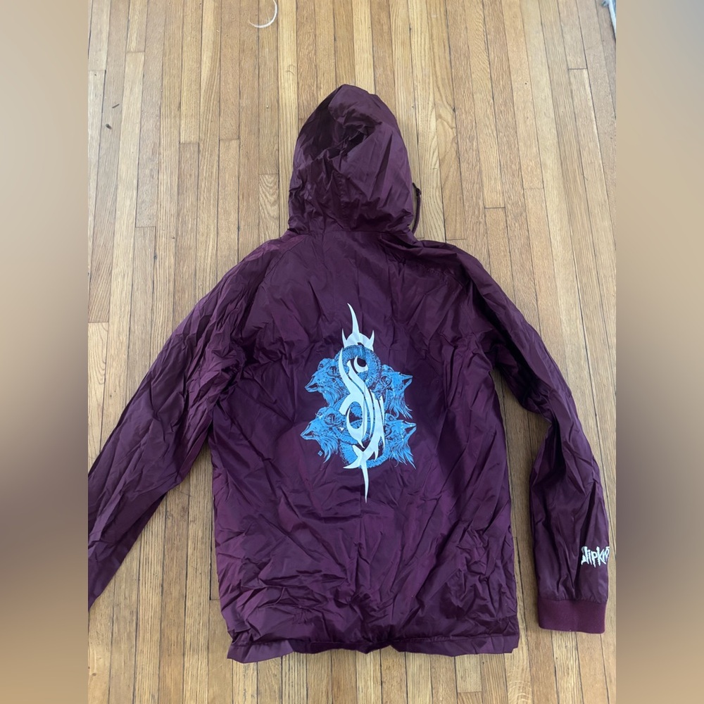 🔥 Vintage Slipknot Burgundy Hooded Zip Up Jacket Logo on Front Back & Sleeve Lg - Picture 4 of 5